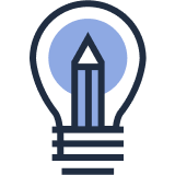 Vector of a lightbulb with the filament replaced by a pencil. Represents business planning tips curated by seasoned experts.